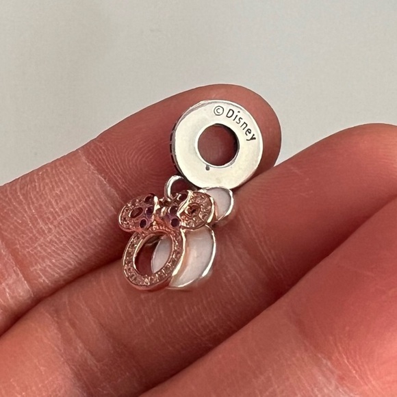 NWOT Disney Minnie Mouse Silhouette Double Dangle Charm Sterling Silver 925 - Picture 8 of 9